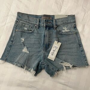 Just USA Light Blue High-Waisted Jean Shorts with Frayed Hem NWT XS